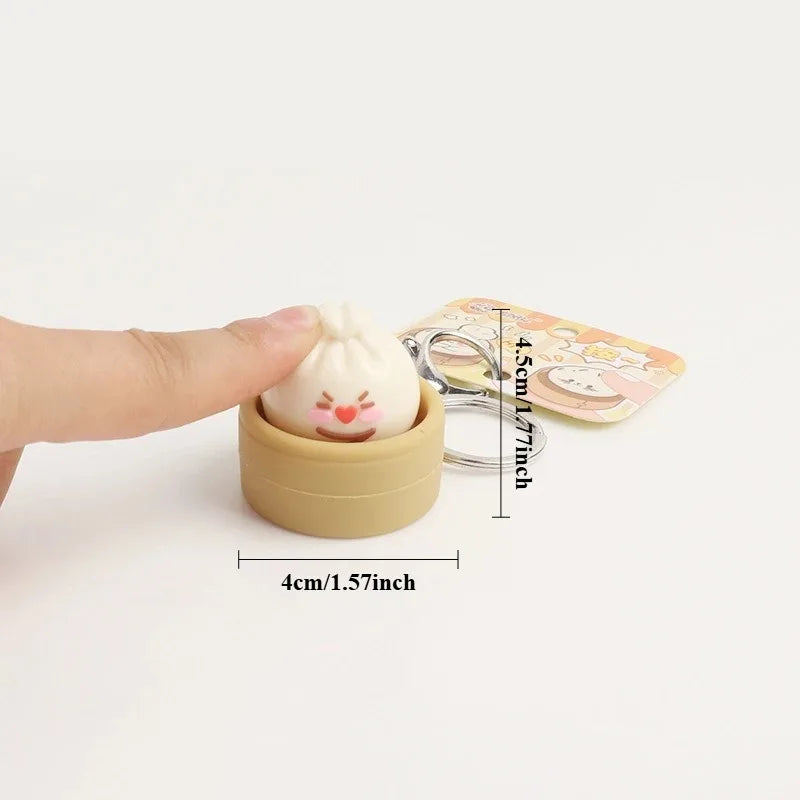 1-8PCS Cute Steamed Bun Squeeze Keychain Realistic Dimsum Design Soft Slow Rebound Decompression Fidget Ornament Stress Relief