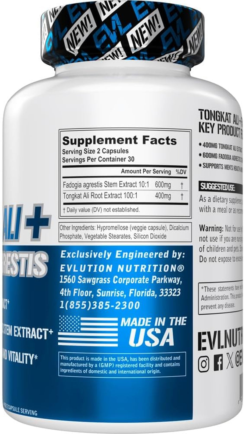 Nutrition Tongkat Ali + Fadogia Agrestis - Men’S Health + Vitality Support - 400Mg Tongkat Ali + 600Mg Fadogia Agrestis Stem Extract - Workout Supplement - Vegetarian Capsules - 30 Servings