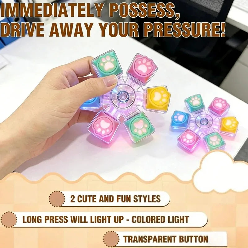 Cat Paw Keycap Keychain Mechanical Keyboard Fidget Spinner Stress Relief Toy Soft Cute Keyring for Office Desk Anxiety Gift