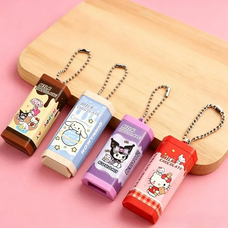 Simulation Chocolate Hello Kitty Kuromi Stress Relief Toy, Bendable Fidget Toy, Cute Keychain Pendant, Novelty Creative Gift