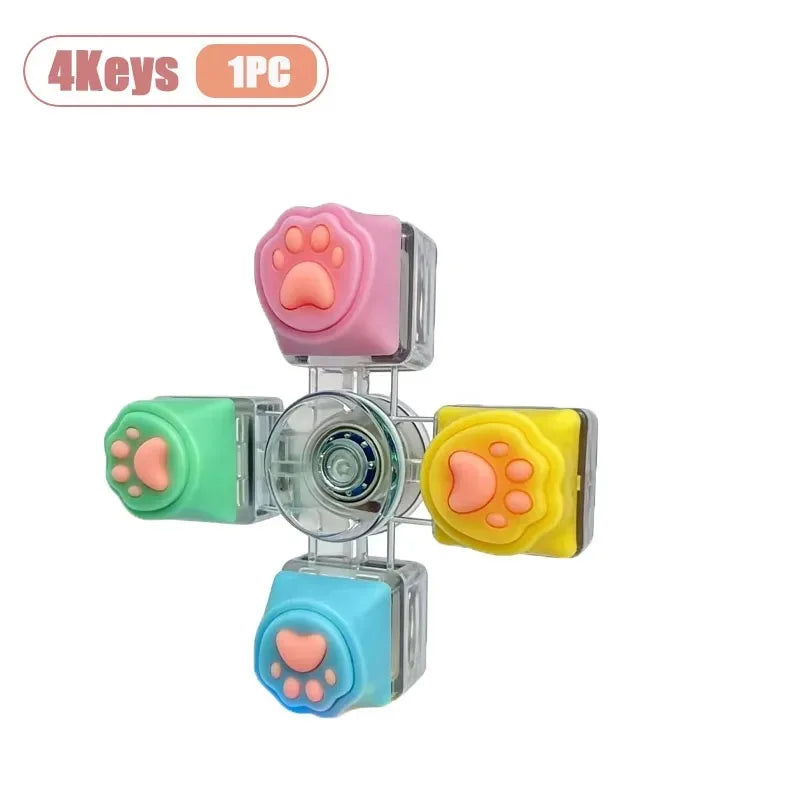 Cat Paw Keycap Keychain Mechanical Keyboard Fidget Spinner Stress Relief Toy Soft Cute Keyring for Office Desk Anxiety Gift