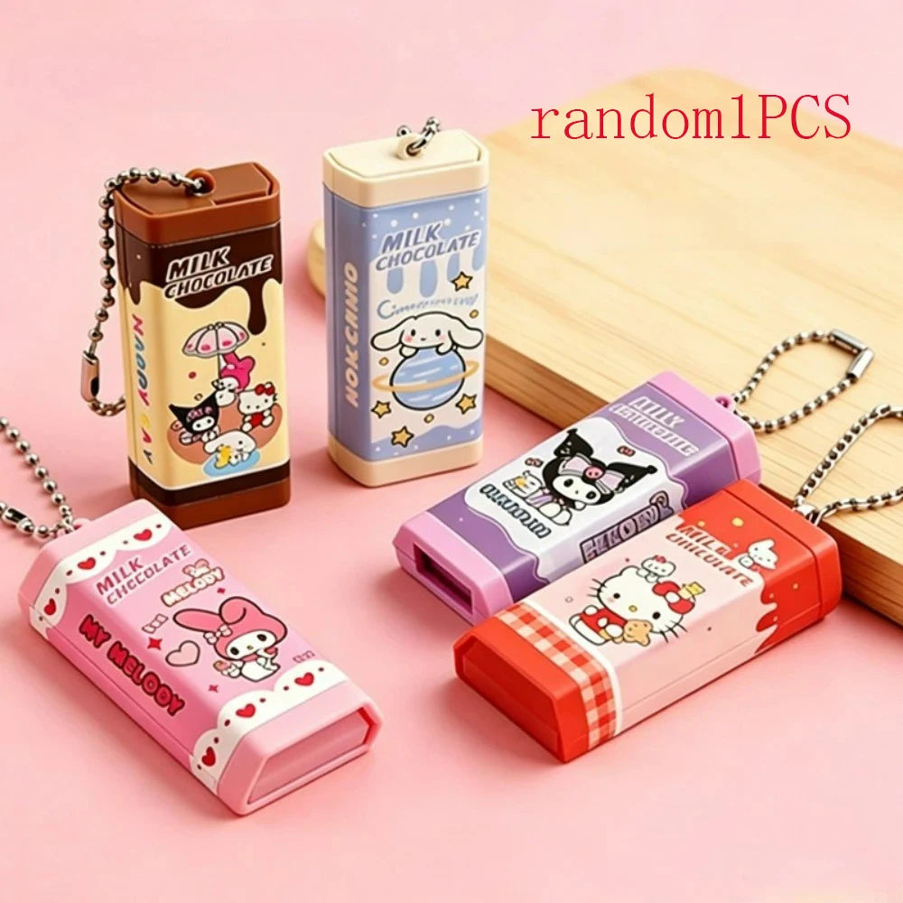 Simulation Chocolate Hello Kitty Kuromi Stress Relief Toy, Bendable Fidget Toy, Cute Keychain Pendant, Novelty Creative Gift