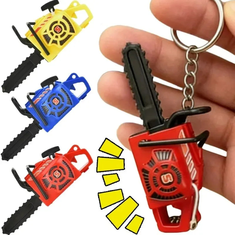 Red Chainsaw Keychain Stress Relief Toy for Keys Backpack Bag Realistic Sound Mini Chainsaw Toy Funny Gift Gadget Key Ring Chain
