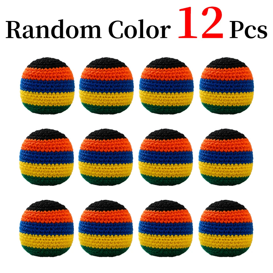 Hacky Sack Rainbow Striped Handmade Knitted Soft Durable Outdoor Sports Juggling Balls Playground Party Group Games Activities