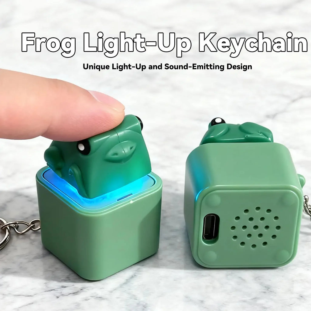 Frog Croaking Fidget Toy Frog Croaking Keychain with Sound LED Lights Stuff Fun Gift for Kids Boys Girls