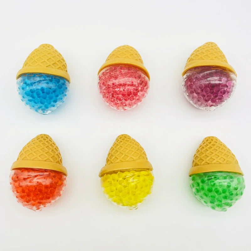 Ice Cream Stress Ball Water Feeling Squishy Vent Toys Water Beads Squeeze Fidget Toy Anxiety Stress Relief Toy Sensory Squish