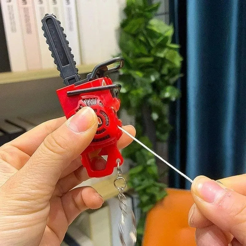 Red Chainsaw Keychain Stress Relief Toy for Keys Backpack Bag Realistic Sound Mini Chainsaw Toy Funny Gift Gadget Key Ring Chain