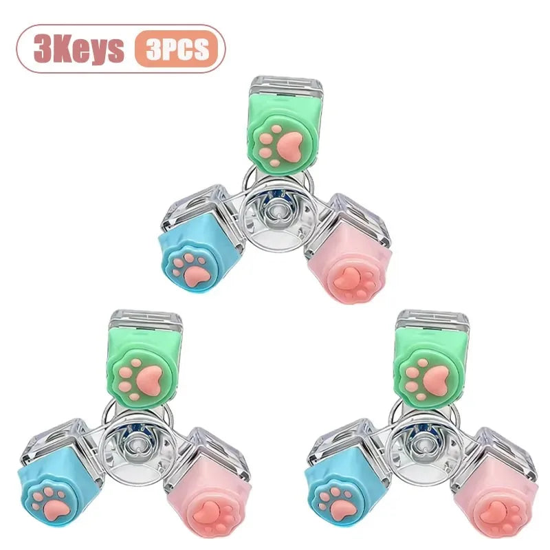 Cat Paw Keycap Keychain Mechanical Keyboard Fidget Spinner Stress Relief Toy Soft Cute Keyring for Office Desk Anxiety Gift