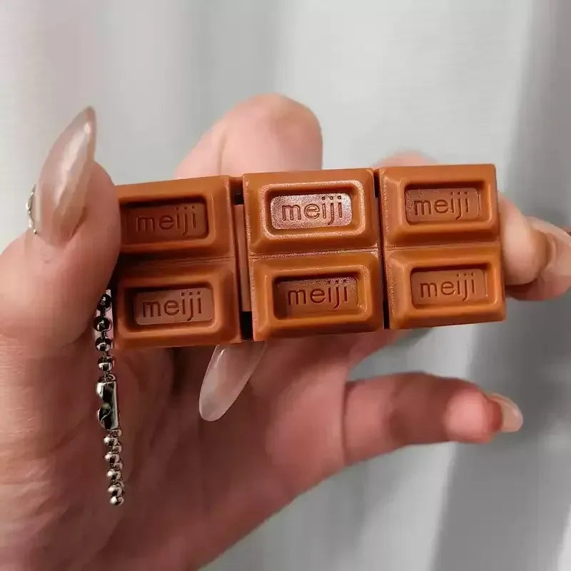 Simulated Meiji Chocolate Fidget Toy Bendy Snap-And-Play Stress Relief Jp Style Keychain Pendant Funny Gifts Creative Gadgets