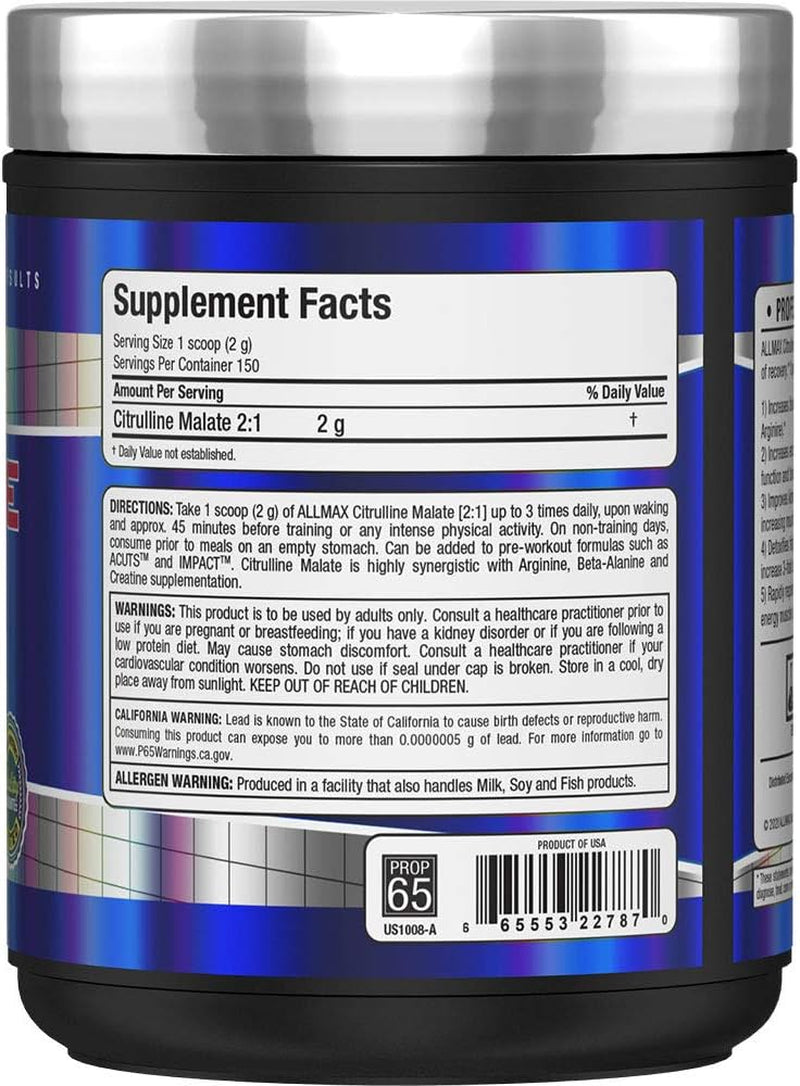 ALLMAX Nutrition Citrulline Malate, Unflavored, (300 G)