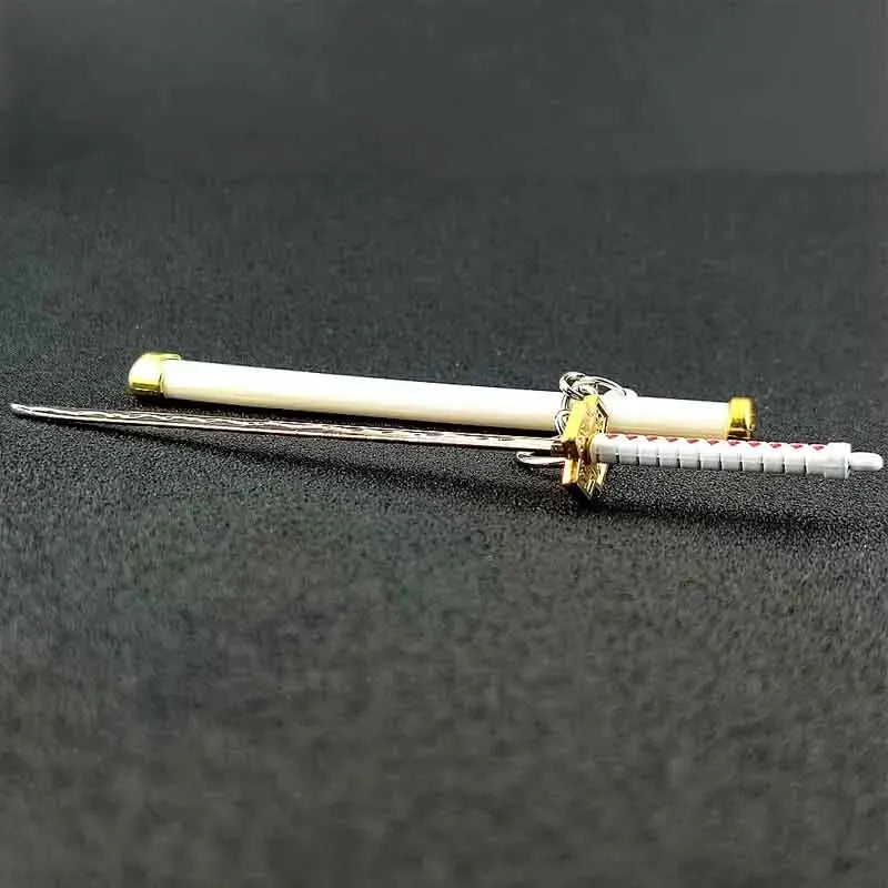 Mini Roronoa Zoro Samurai Sword Keychain Anime Plastics Scabbard Key Chain Ring Katana Buckle for Men Cosplay Toy Jewelry Gift