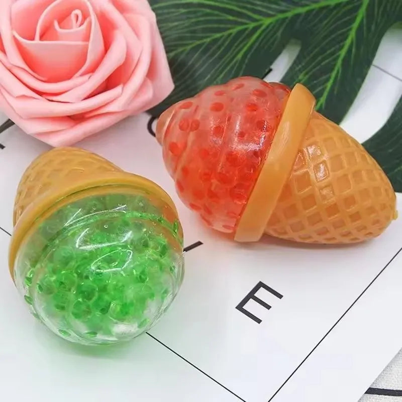 Ice Cream Stress Ball Water Feeling Squishy Vent Toys Water Beads Squeeze Fidget Toy Anxiety Stress Relief Toy Sensory Squish