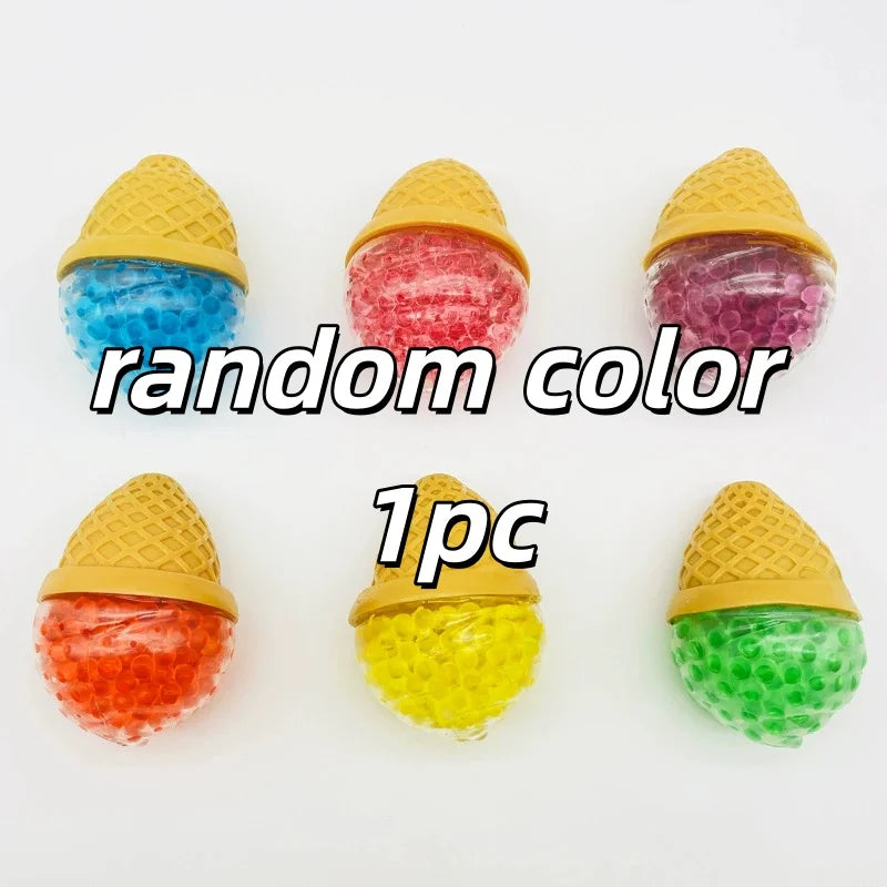 Ice Cream Stress Ball Water Feeling Squishy Vent Toys Water Beads Squeeze Fidget Toy Anxiety Stress Relief Toy Sensory Squish