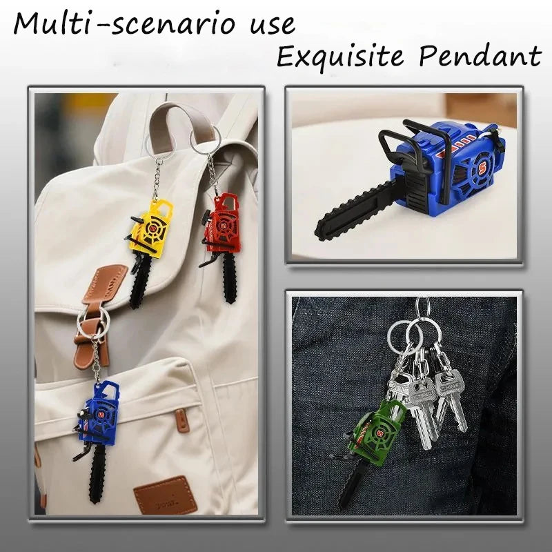 Red Chainsaw Keychain Stress Relief Toy for Keys Backpack Bag Realistic Sound Mini Chainsaw Toy Funny Gift Gadget Key Ring Chain