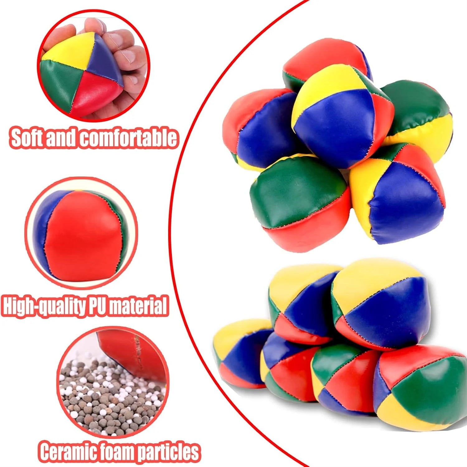 3PCS Smooth and Durable Juggling Ball Set for Beginners Circus Children Outdoor Sandbag Toys Parent-Child Interaction