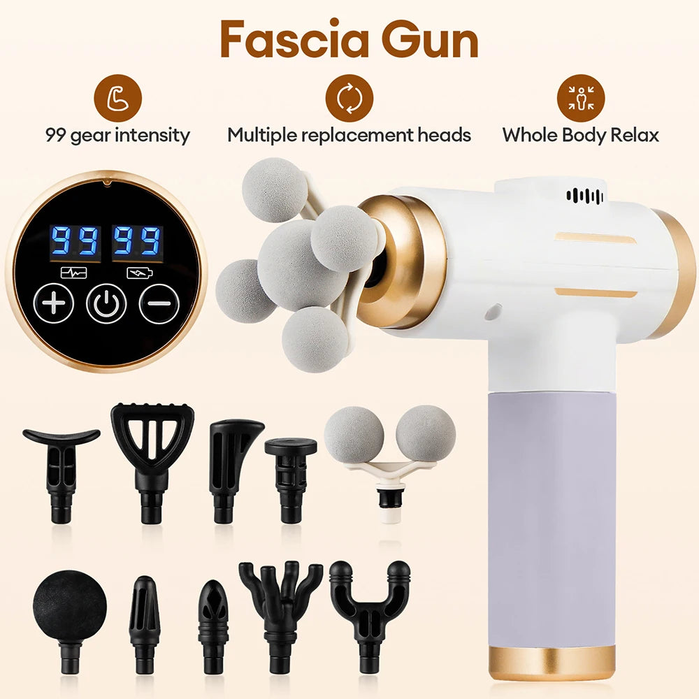 99-Level Electric Massage Gun - High-Frequency Vibration Device for Deep Tissue Muscle Relief in Arms and Legs