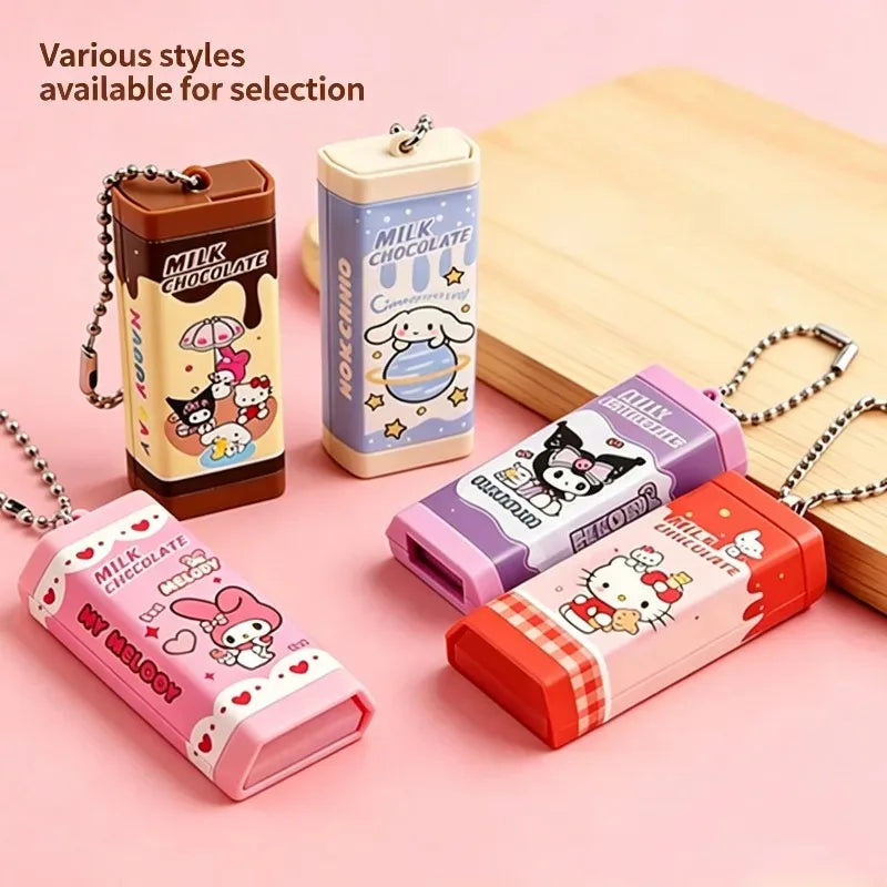 Simulation Chocolate Hello Kitty Kuromi Stress Relief Toy, Bendable Fidget Toy, Cute Keychain Pendant, Novelty Creative Gift