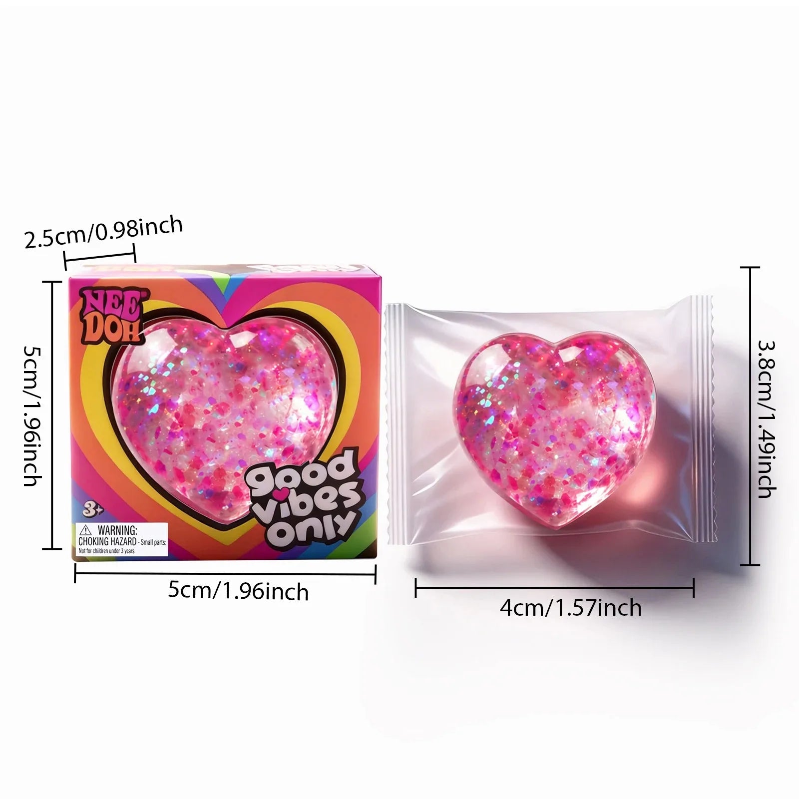 Colorful Squeeze Heart Toy Stress Relief Sensory Fidget Toy Palm Decompression Ball Soft TPR Squishy for Adults Mini Party Gift