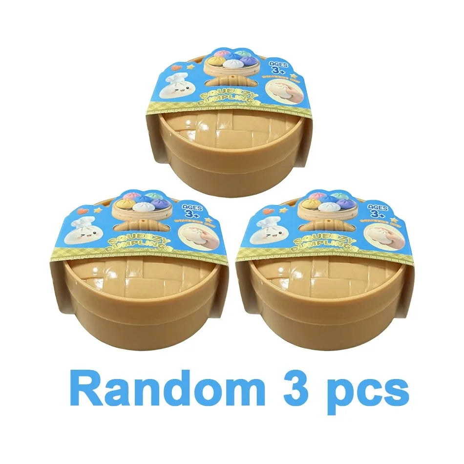 Steamed Bun Squeeze Toy Simulation Bao Stress Relief Fidget Toy with Beads Sparkles Soft Squishy Sensory Decompression Accessory
