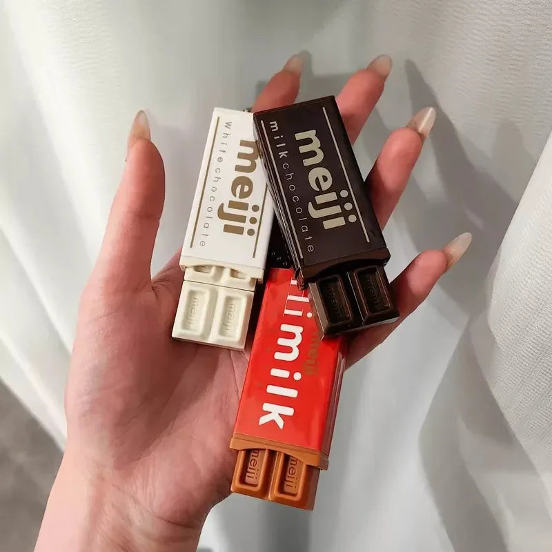 Simulated Meiji Chocolate Fidget Toy Bendy Snap-And-Play Stress Relief Jp Style Keychain Pendant Funny Gifts Creative Gadgets