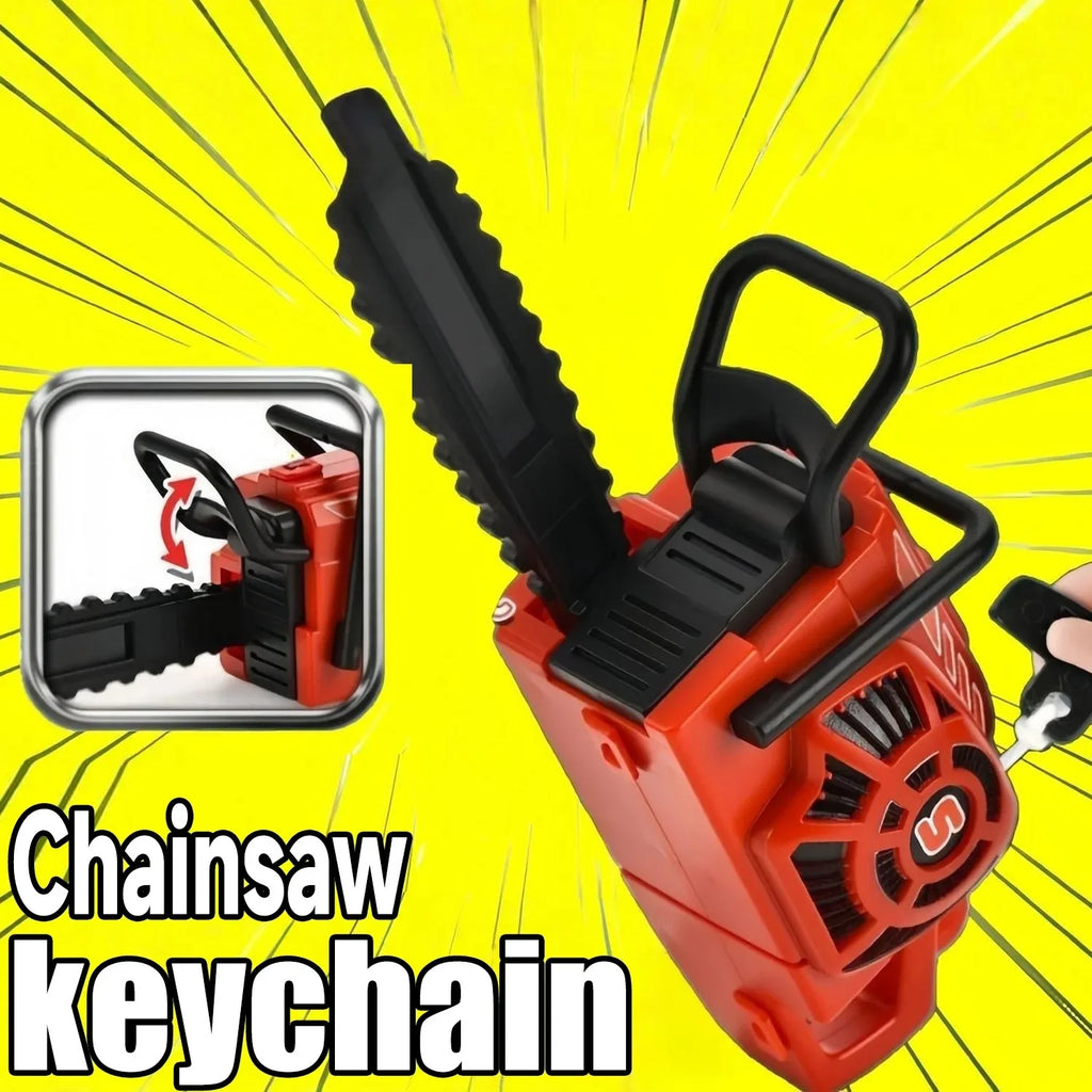 Red Chainsaw Keychain Stress Relief Toy for Keys Backpack Bag Realistic Sound Mini Chainsaw Toy Funny Gift Gadget Key Ring Chain