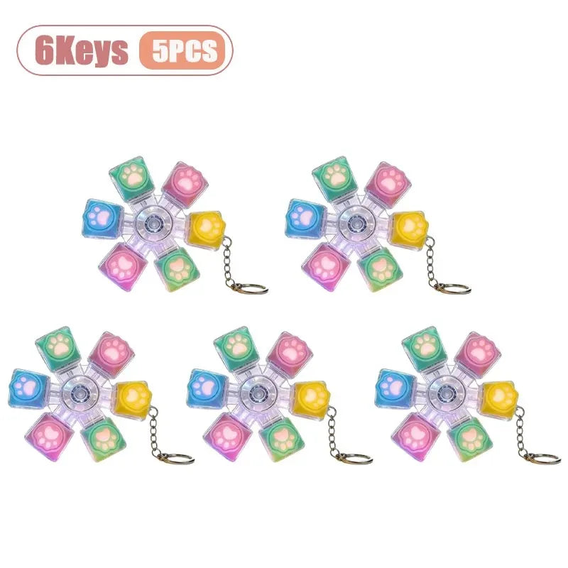 Cat Paw Keycap Keychain Mechanical Keyboard Fidget Spinner Stress Relief Toy Soft Cute Keyring for Office Desk Anxiety Gift