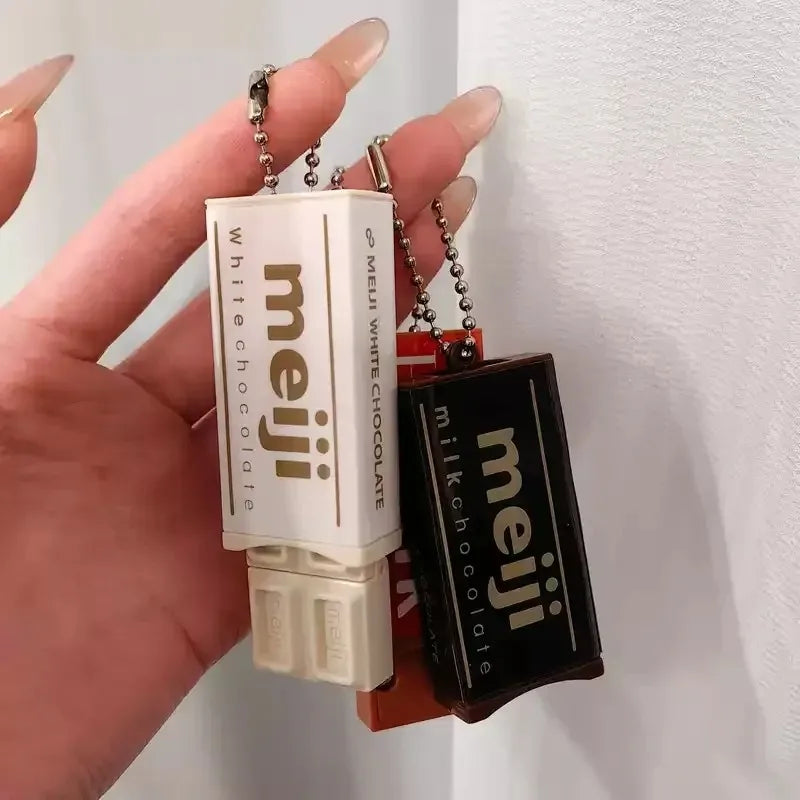 Simulated Meiji Chocolate Fidget Toy Bendy Snap-And-Play Stress Relief Jp Style Keychain Pendant Funny Gifts Creative Gadgets