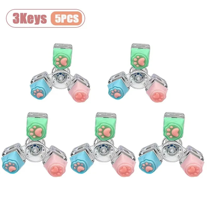 Cat Paw Keycap Keychain Mechanical Keyboard Fidget Spinner Stress Relief Toy Soft Cute Keyring for Office Desk Anxiety Gift