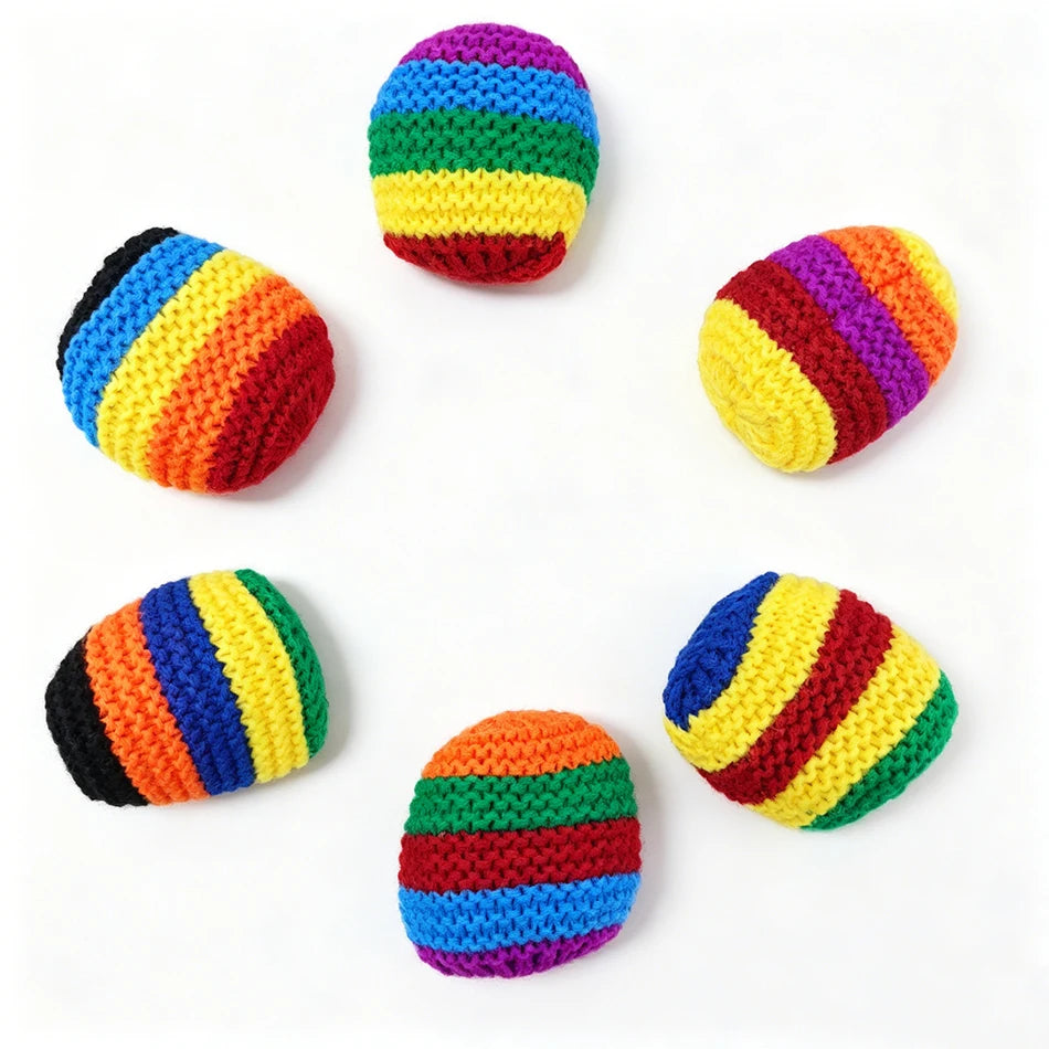 Hacky Sack Rainbow Striped Handmade Knitted Soft Durable Outdoor Sports Juggling Balls Playground Party Group Games Activities