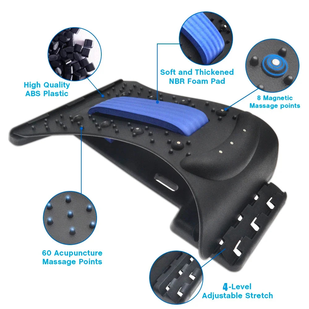 Back Stretcher for Lower Back Pain Relief,Adjustable Lumbar Traction Device, Ergonomic Spine Board with Acupressure Points,Back Massager for Spinal Decompression and Scoliosis