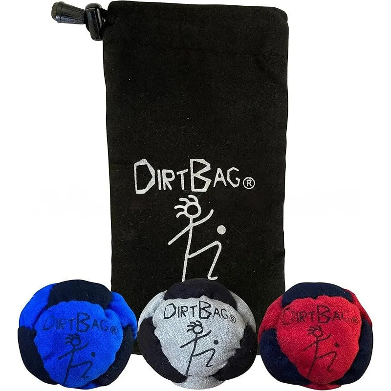 Sand-Filled 8-Panel Synthetic Suede Hacky Sack 3Pack W/ Carry Bag,Dirtbag Classic Footbag for Beginner & Pro Sports