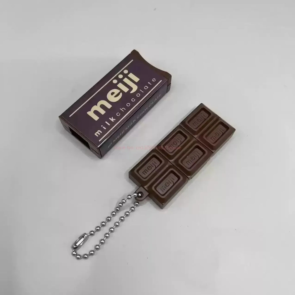 Simulated Meiji Chocolate Fidget Toy Bendy Snap-And-Play Stress Relief Jp Style Keychain Pendant Funny Gifts Creative Gadgets