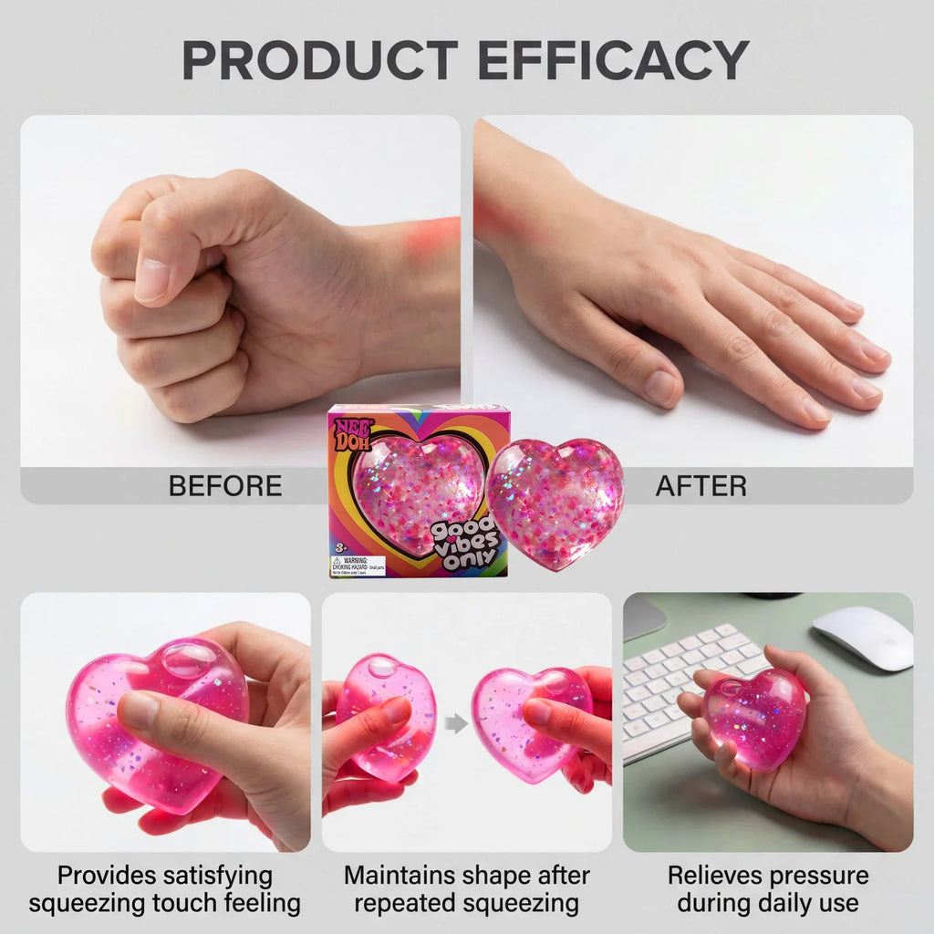 Colorful Squeeze Heart Toy Stress Relief Sensory Fidget Toy Palm Decompression Ball Soft TPR Squishy for Adults Mini Party Gift