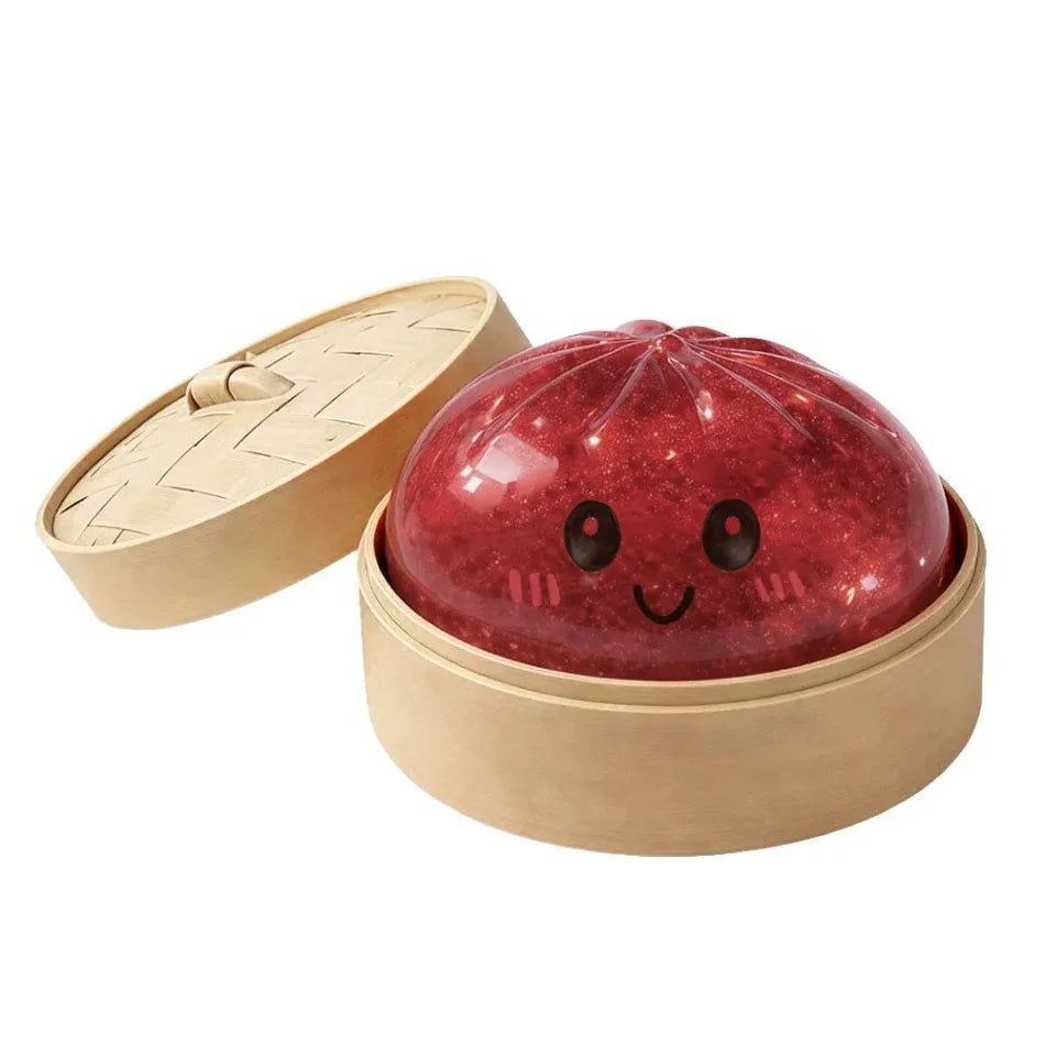 Steamed Bun Squeeze Toy Simulation Bao Stress Relief Fidget Toy with Beads Sparkles Soft Squishy Sensory Decompression Accessory