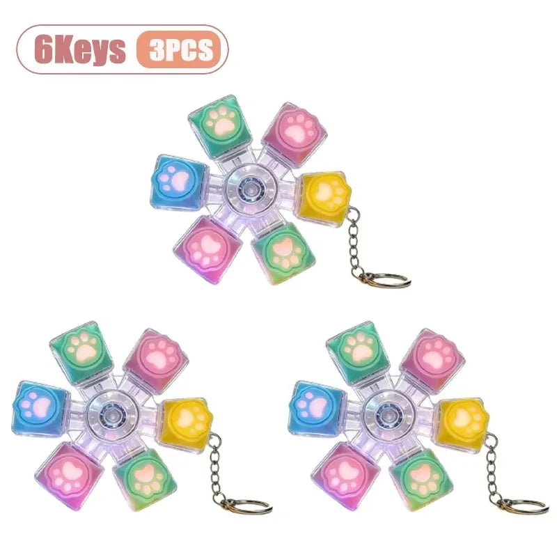 Cat Paw Keycap Keychain Mechanical Keyboard Fidget Spinner Stress Relief Toy Soft Cute Keyring for Office Desk Anxiety Gift