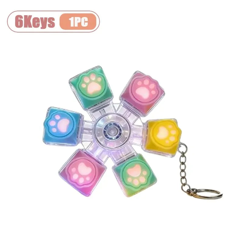 Cat Paw Keycap Keychain Mechanical Keyboard Fidget Spinner Stress Relief Toy Soft Cute Keyring for Office Desk Anxiety Gift