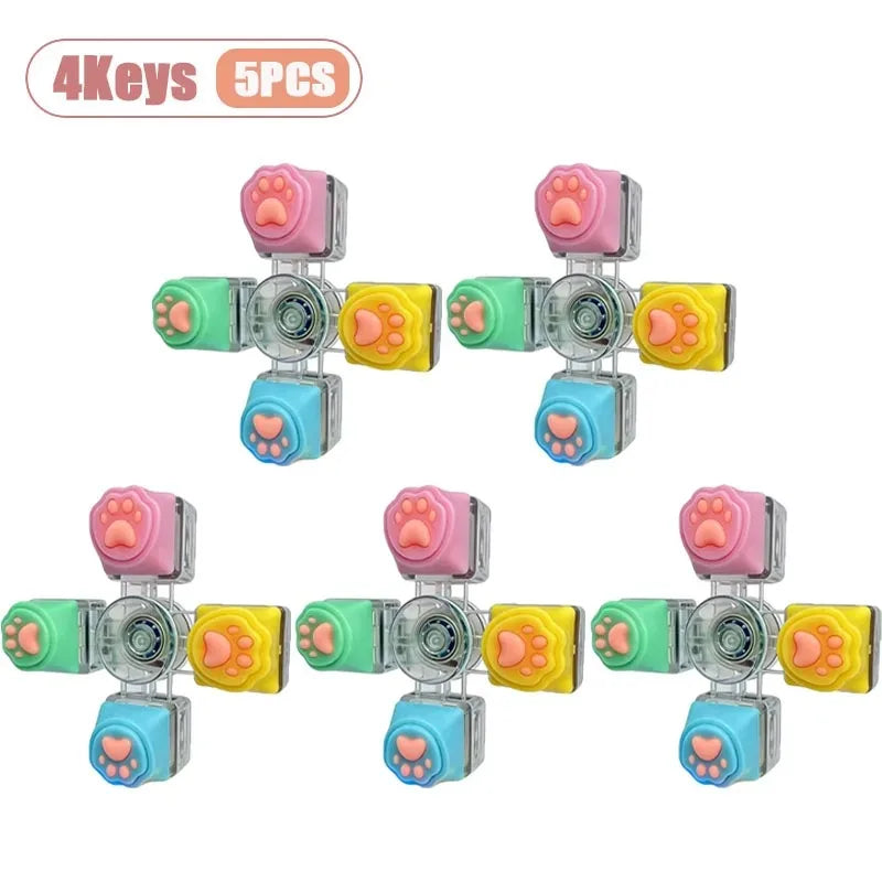 Cat Paw Keycap Keychain Mechanical Keyboard Fidget Spinner Stress Relief Toy Soft Cute Keyring for Office Desk Anxiety Gift