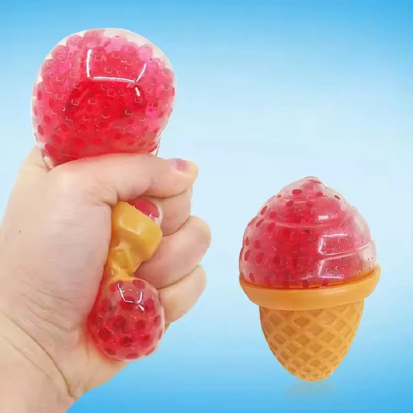 Ice Cream Stress Ball Water Feeling Squishy Vent Toys Water Beads Squeeze Fidget Toy Anxiety Stress Relief Toy Sensory Squish