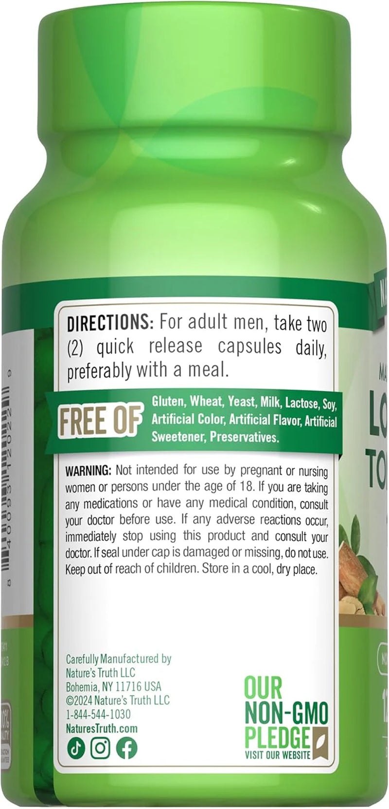 Nature'S Truth Longjack Tongkat Ali | 1600Mg | 120 Capsules | Max Strength Formula for Men | Non-Gmo & Gluten Free Supplement