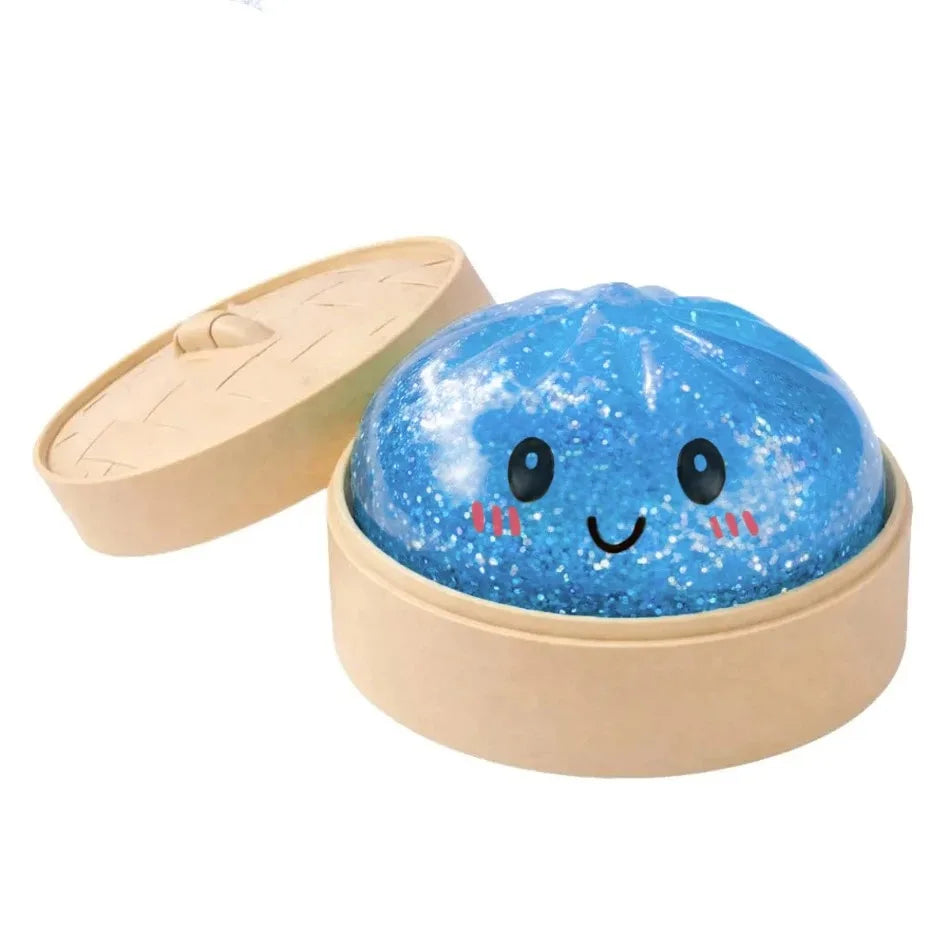 Steamed Bun Squeeze Toy Simulation Bao Stress Relief Fidget Toy with Beads Sparkles Soft Squishy Sensory Decompression Accessory