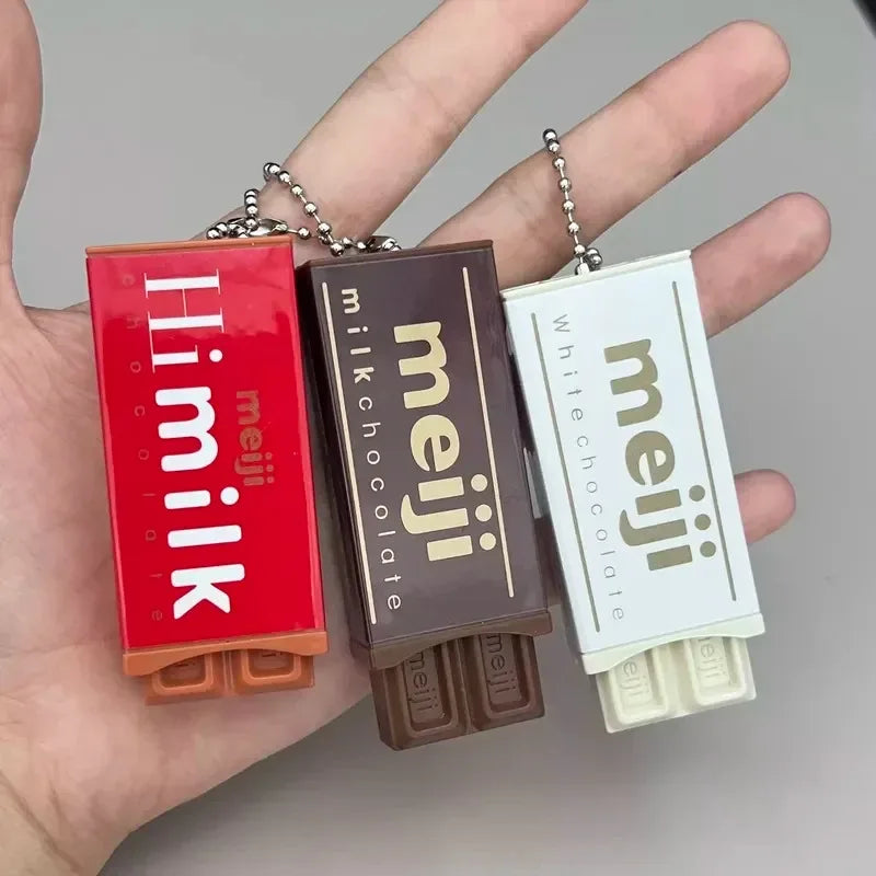 Simulated Meiji Chocolate Fidget Toy Bendy Snap-And-Play Stress Relief Jp Style Keychain Pendant Funny Gifts Creative Gadgets