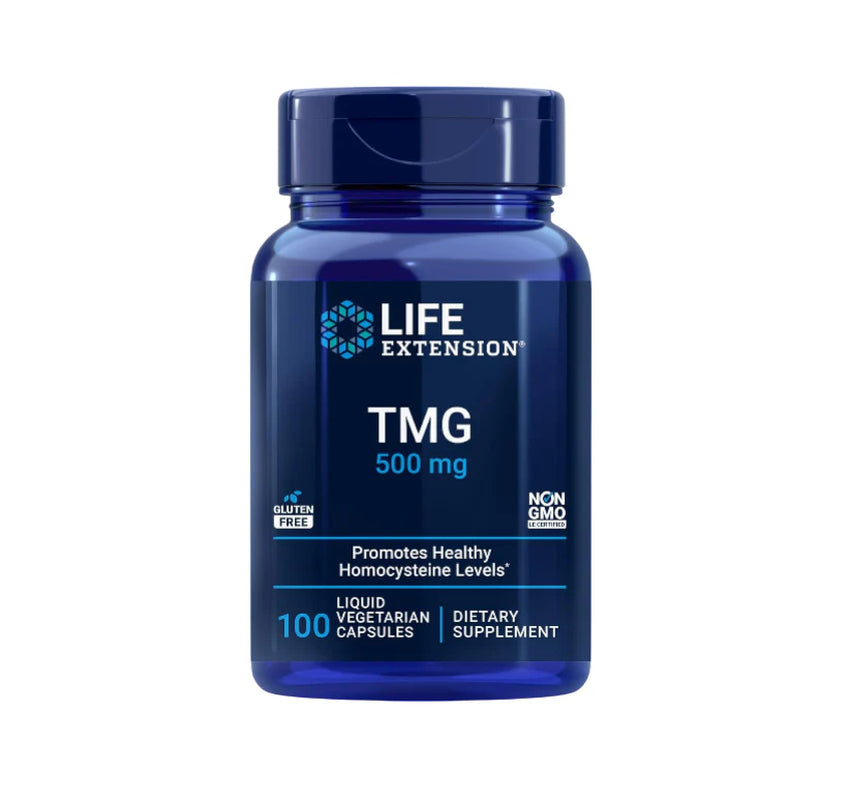 Life Extension TMG 500Mg, 100 Liquid Veg Caps - Trimethylglycine (Glycine Betaine) Supplement - Gluten Free, Non-Gmo, Vegetarian