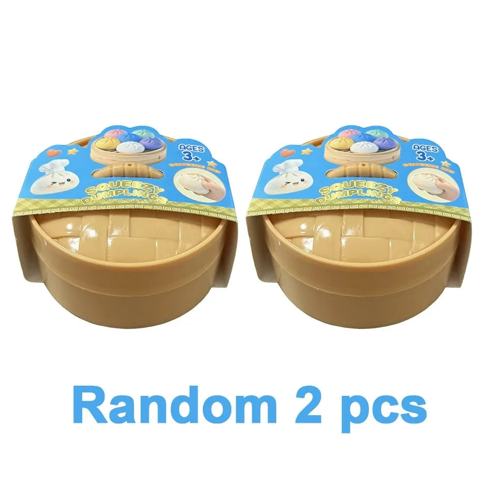 Steamed Bun Squeeze Toy Simulation Bao Stress Relief Fidget Toy with Beads Sparkles Soft Squishy Sensory Decompression Accessory