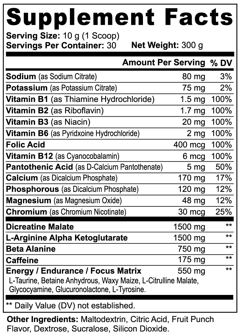Nitric Shock Pre-Workout Powder (Fruit Punch)