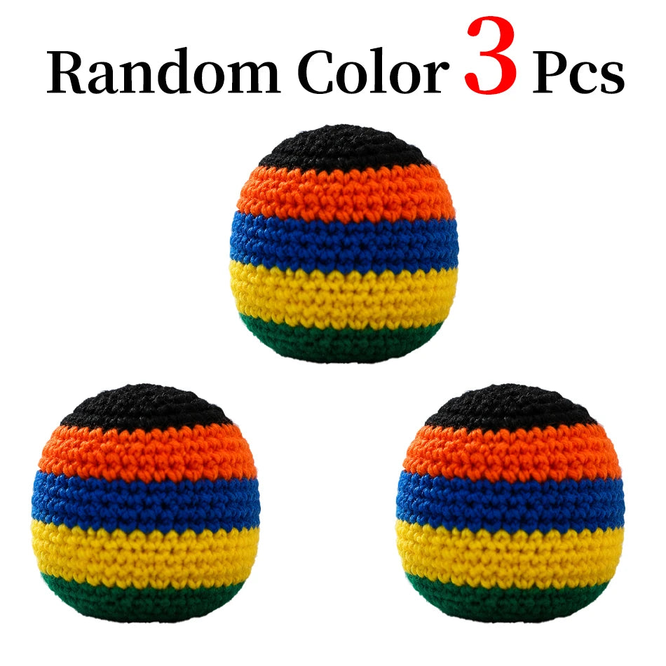 Hacky Sack Rainbow Striped Handmade Knitted Soft Durable Outdoor Sports Juggling Balls Playground Party Group Games Activities