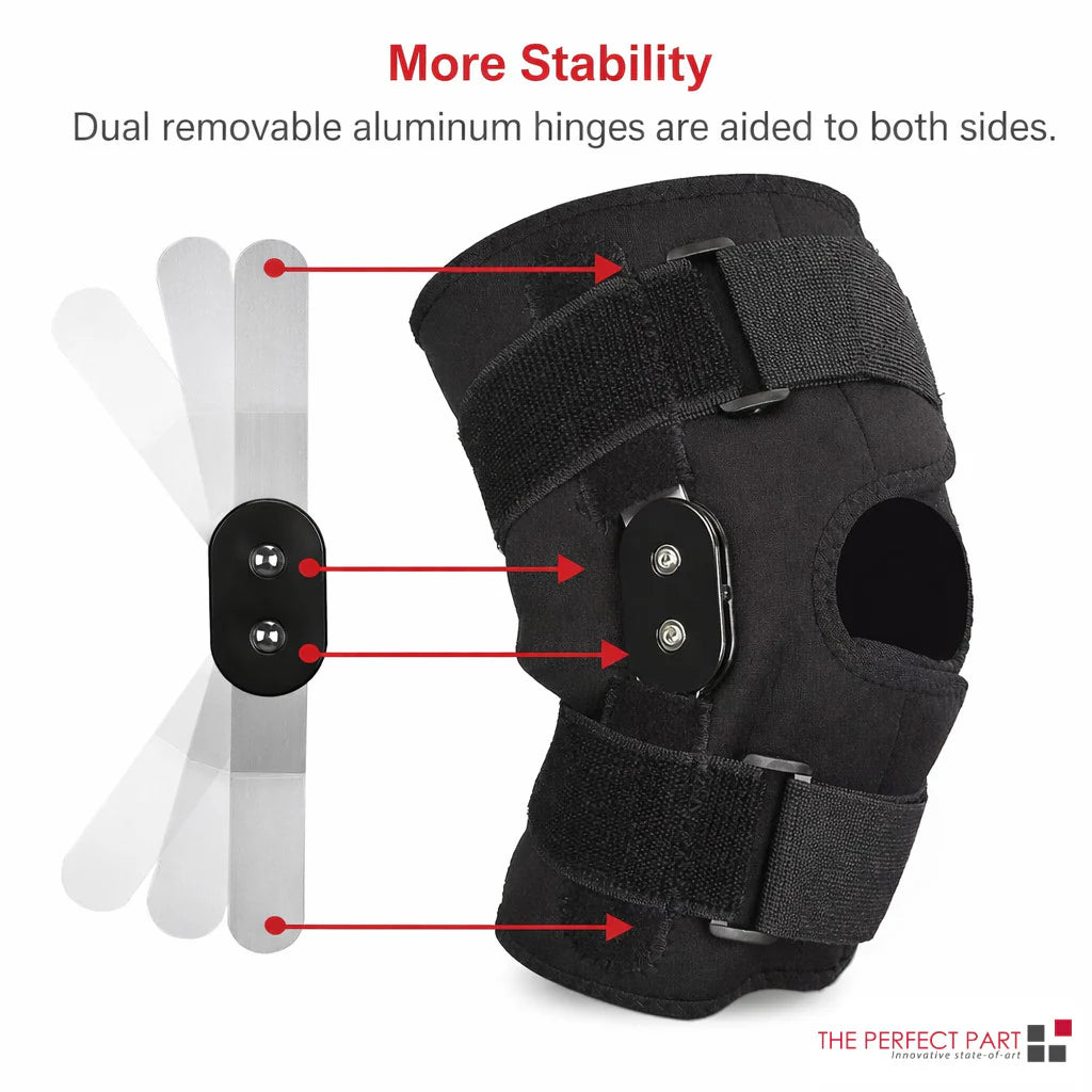 Knee Brace Compression Sleeve Hinged Joint Support Open Patella Stabilizer Wrap