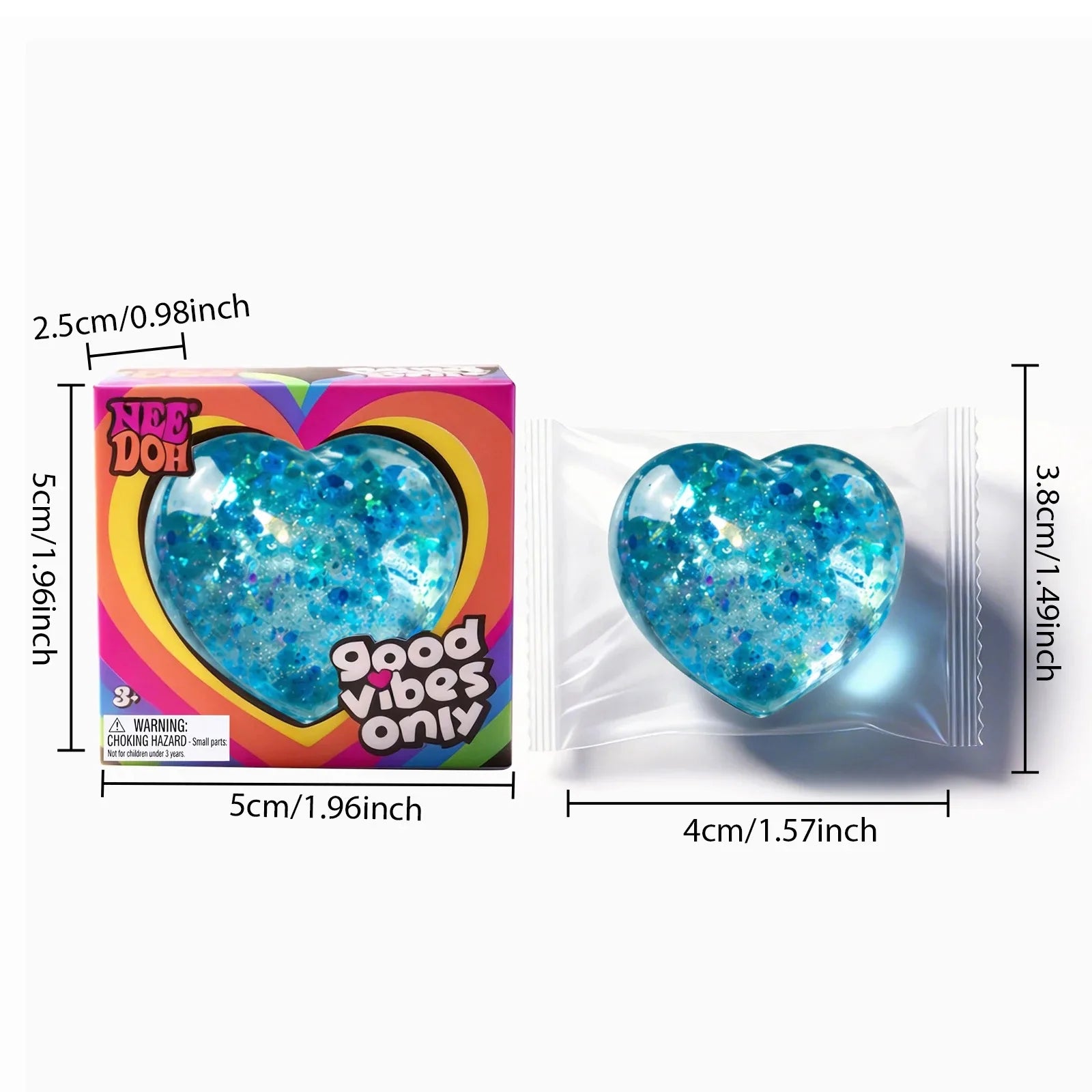 Colorful Squeeze Heart Toy Stress Relief Sensory Fidget Toy Palm Decompression Ball Soft TPR Squishy for Adults Mini Party Gift