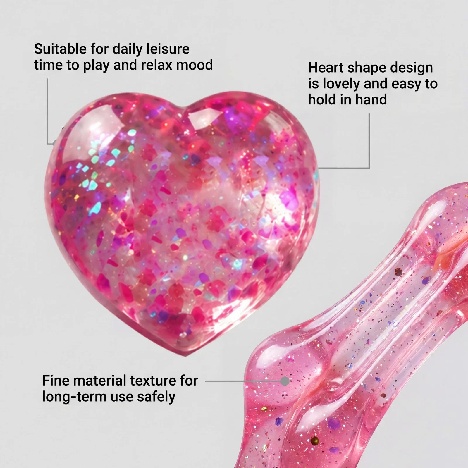Colorful Squeeze Heart Toy Stress Relief Sensory Fidget Toy Palm Decompression Ball Soft TPR Squishy for Adults Mini Party Gift