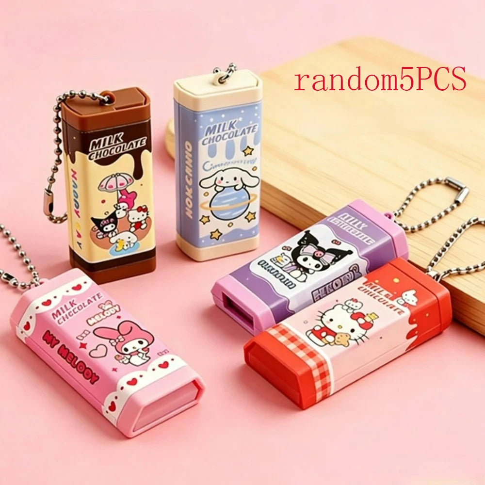 Simulation Chocolate Hello Kitty Kuromi Stress Relief Toy, Bendable Fidget Toy, Cute Keychain Pendant, Novelty Creative Gift