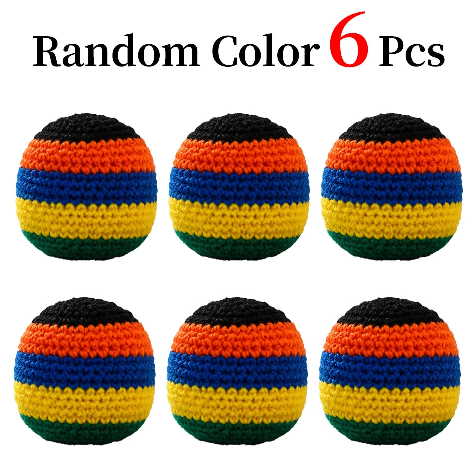 Hacky Sack Rainbow Striped Handmade Knitted Soft Durable Outdoor Sports Juggling Balls Playground Party Group Games Activities
